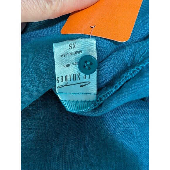 CP Shades Blue Linen Midi Dress Vest XS Button Up - Picture 7 of 9